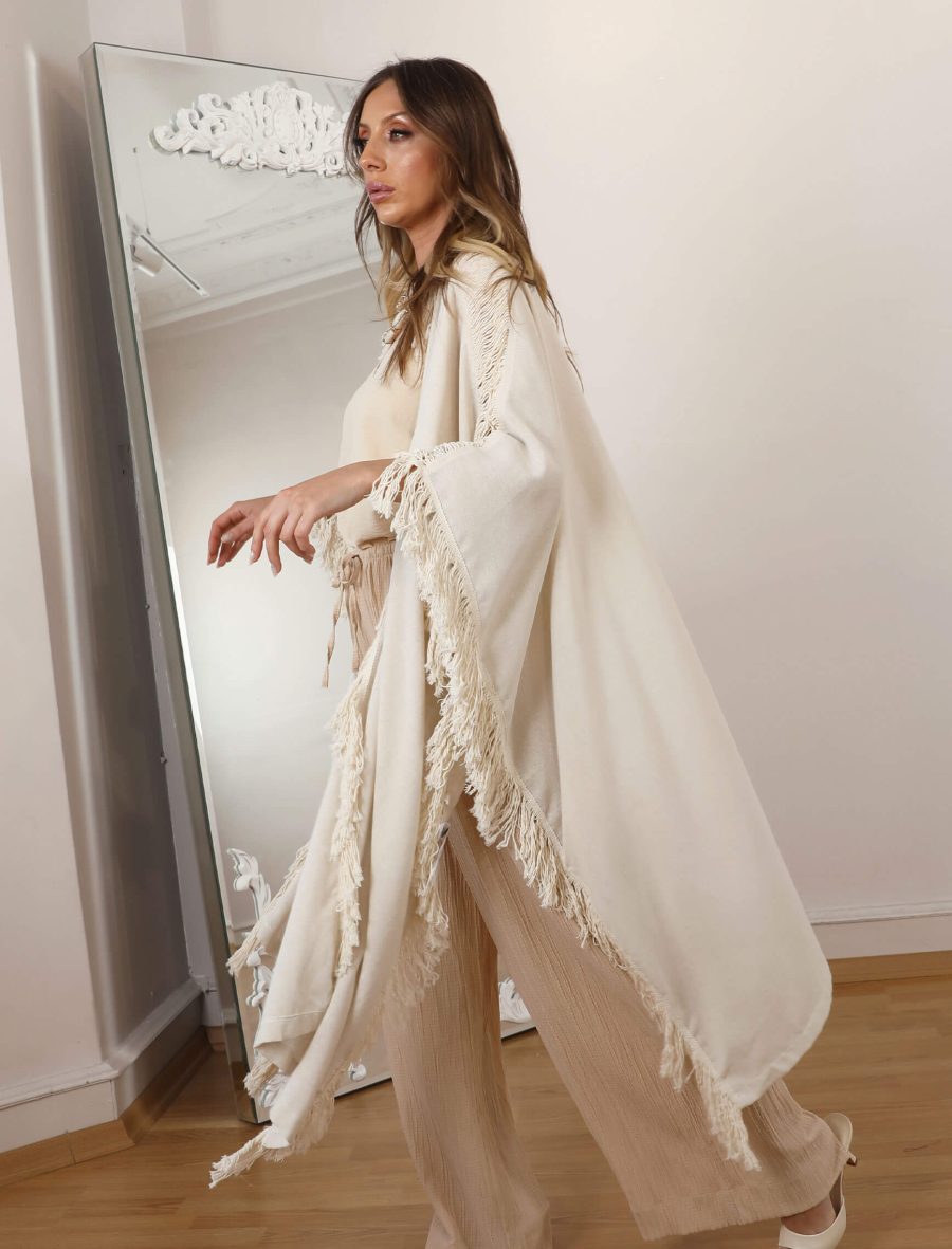 Püsküllü Keten Kimono - Image 6