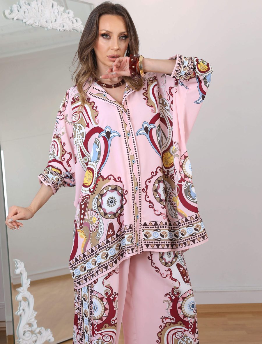 Pembe Şal Desen Milano Takım - Görsel 3
