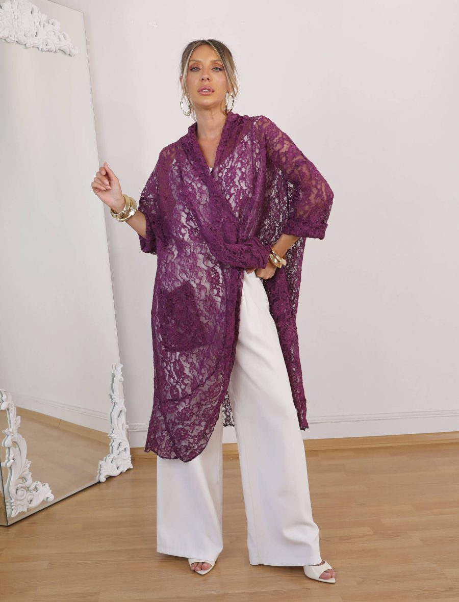 Mor Dantel Bohem Tunik - Görsel 4